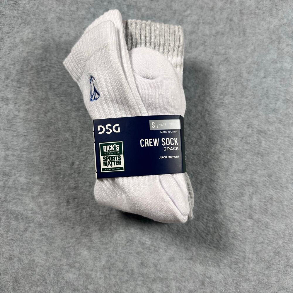 DSG Youth Girls Varsity Hearts Crew Socks 3 Pack Small
